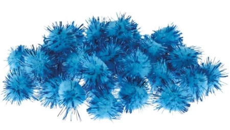 Pompony metaliczne niebieskie 2cm - Brewis