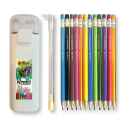 Kredki automatyczne w tubie 12 kolorów + temper. - Penmate