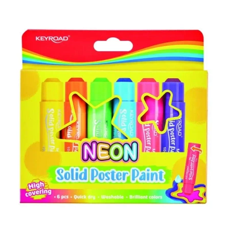 Farby plakatowe w sztyfcie neon 10g 6 kolorów - Keyroad