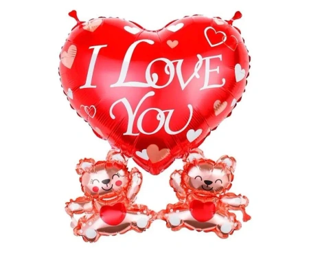 Balon foliowy Serce I love you z misiami 43x4cm - Godan