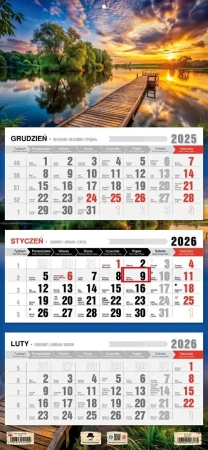 Kalendarz 2026 trójdzielny płaska główka mazury - Pan Kalendarzyk
