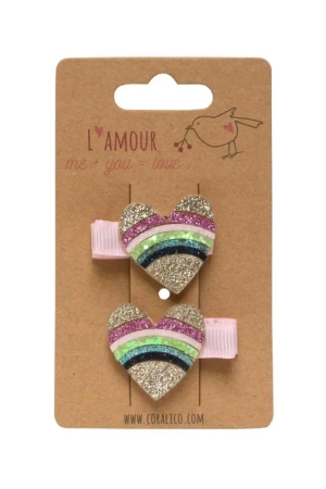 Zestaw klipsów z serduszkami - Coralico