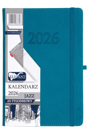 Kalendarz 2026 A5 tygodniowy Jazz turkusowy - praca zbiorowa