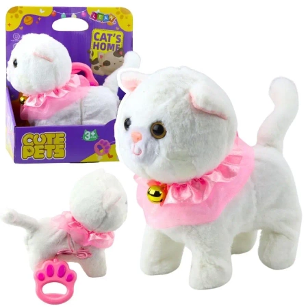 Interaktywny kotek na smyczy chodzi, miauczy - Leantoys