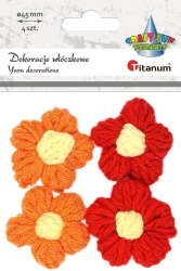 Dekoracje włóczkowe kwiatki 45mm 4szt - Titanum