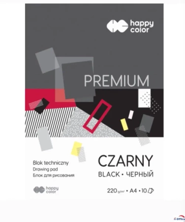Paczka Blok techniczny czarny A4 Premium 220g Happy Color 20sztuk