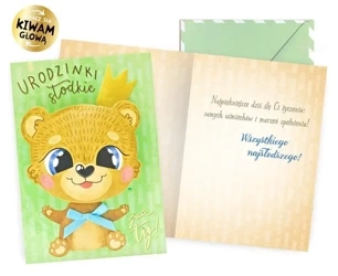 Karnet B6 Urodziny miś - Kukartka