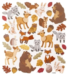 Naklejki brokatowe leśne zwierzaki 38szt - Dalprint