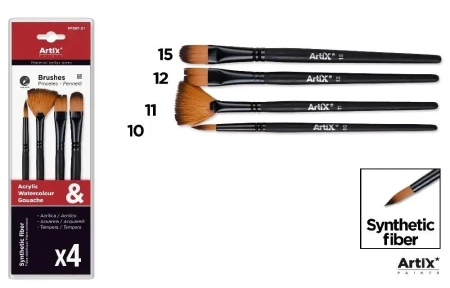 Pędzle syntetyczne 4szt - Artix