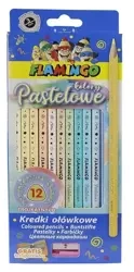 Kredki ołówkowe trójkątne pastel 12 kol + temper. - Titanum
