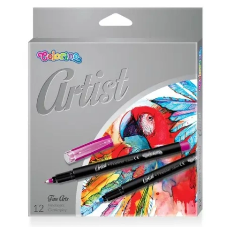 Cienkopisy z plastikową końcówką Colorino artist 12 kolorów - PATIO