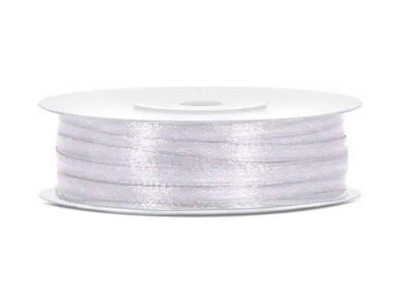 Tasiemka satynowa biały 3mm/50m - PartyDeco