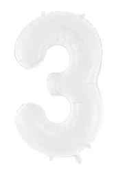 Balon foliowy 3 86cm biały - PartyDeco