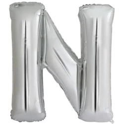 Balon foliowy litera N srebrna 79x86cm - Amscan