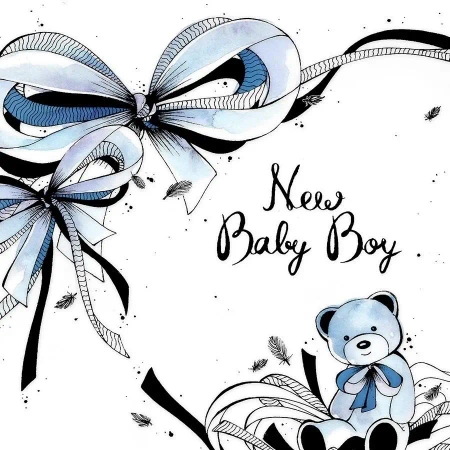 Karnet Swarovski kwadrat CL2513 Narodziny miś - Clear Creations