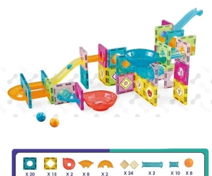 Klocki magnetyczne Tor z kulkami 91el - Madej