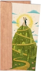 Karnet DL z drewnianą kopertą Ślub Wzgórze miłości - Cozywood