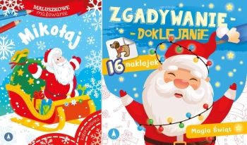 PAKIET ŚWIĄTECZNYCH KOLOROWANEK 7w1 Doklejanki, Kolorowanki z tatuażami - Sabina Grabias