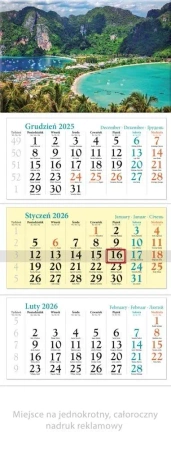 Kalendarz 2026 ścienny trójdzielny Wakacje - Lucrum