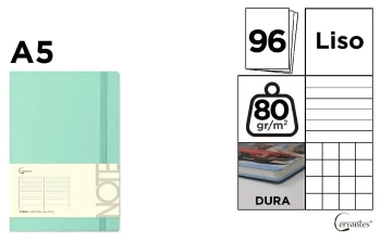 Notatnik A5/96K zielony pastelowy MIX - Cervantes