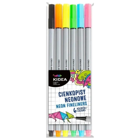 Cienkopisy neonowe 6 kolorów KIDEA - DERFORM