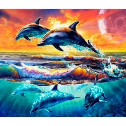 Mozaika diamentowa 5D - Delfiny 40x30cm - Titanum