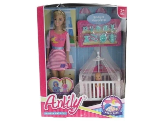 Lalka 29cm z łóżeczkiem i mini lalką - ADAR