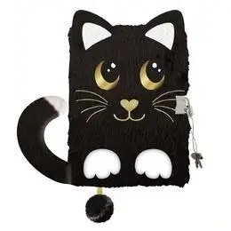 Pamiętnik z kłódką A5/96K 3D włochacz Night Cat - ST-MAJEWSKI