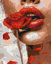 Malowanie po numerach - Dziewczyna z różą 40x50cm - Ideyka