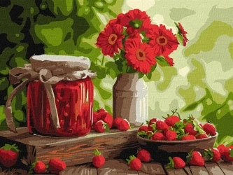 Malowanie po numerach - Dżem truskawkowy 30x40cm - Ideyka