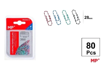 Spinacz biurowy 28mm 80szt kolorowe paski - MP Main Paper