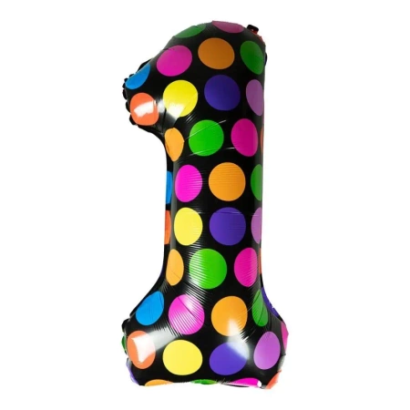 Balon foliowy cyferka 1 w kropki - Arpex