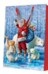 Torebka prezentowa Święty Mikołaj ze zwierzętami, bardzo duża