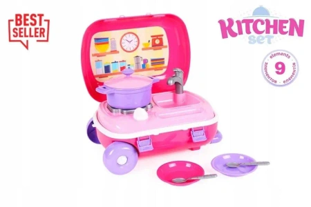 Zestaw kuchenny z naczyniami różowy - Technok
