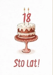 Karnet Urodziny - Tort 18