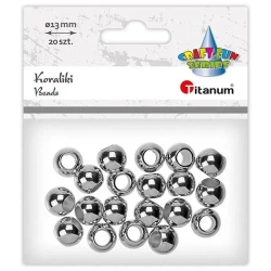 Koraliki plastikowe 13mm 20szt srebrne - Titanum