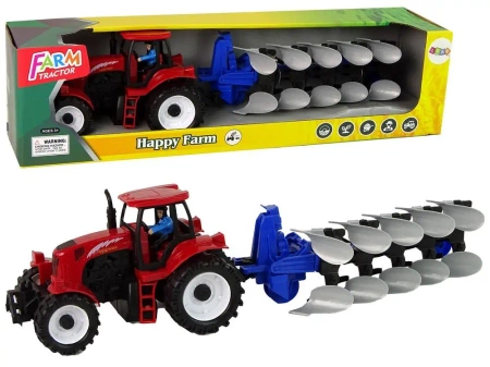 Traktor z pługiem czerwony - Leantoys