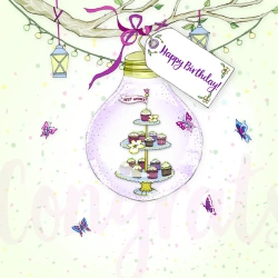 Karnet Swarovski kwadrat CL2805 Urodziny tort - Clear Creations