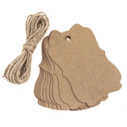 Zawieszki kraft ze sznurkiem szyld vintage 12szt - Dalprint dpCraft