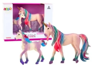 Figurki kolekcjonerskie jednorożec z młdym - Leantoys