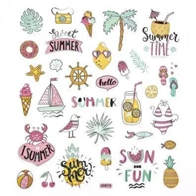 Naklejki z brokatem wakacje 32szt - Dalprint dpCraft