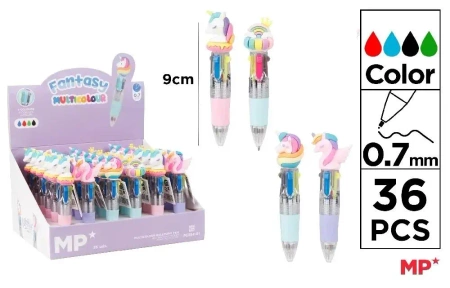 Długopis mini 4-kolorowy 0.7mm jednorożec (36szt) - MP Main Paper