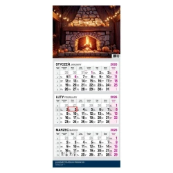 Kalendarz 2026 Trójdzielny Twarda Główka Kominek - O-press
