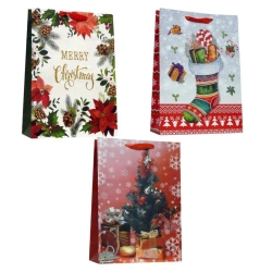 Torebka prezentowa L Boże Narodzenie brokat mix - Ju-Piter