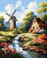 Malowanie po numerach - Dom przy młynie 40x50cm - Ideyka
