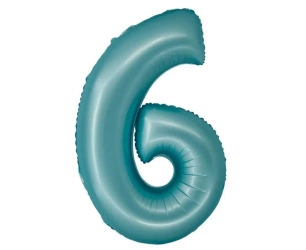 Balon foliowy Smart cyfra 6 niebieski matowy 76cm - Godan