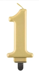 Świeczka cyferka 1 Beauty&Charm metalik złota 8cm - Godan