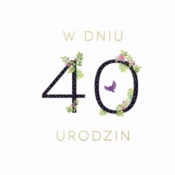 Karnet Swarovski kwadrat Urodziny 40 - Clear Creations