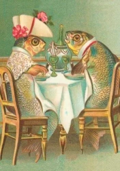 Karnet B6 z kopertą Ryby na kolacji - Madame Treacle