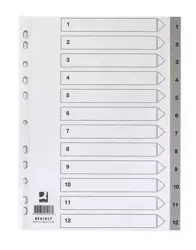 Przekładki A4 PP szare 12 kart - Q-Connect